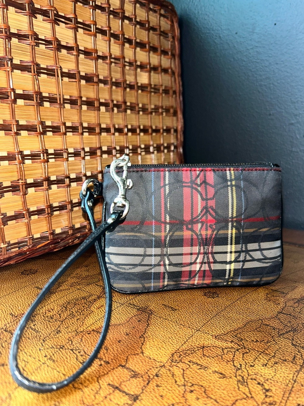 Coach Tartan Plaid Wristlet